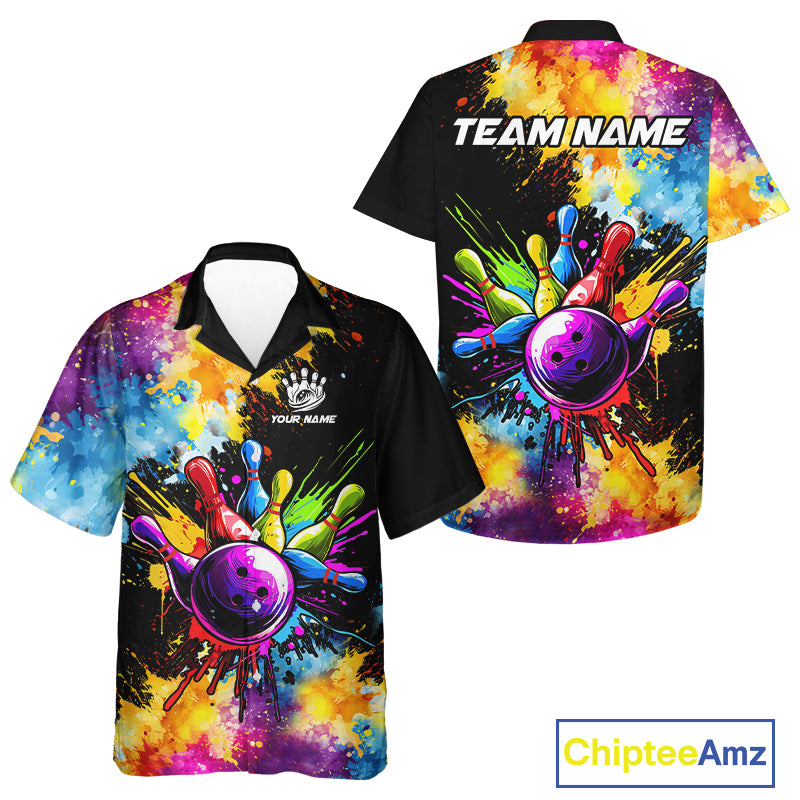 Colorful bowling jerseys Bowling Hawaiian shirt Custom Bowling Team shirts for bowlers NQS10241
