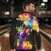 Load image into Gallery viewer, Colorful bowling jerseys Mens Bowling Polo, 1/4 Zip Shirt Custom Bowling Team shirts for bowlers NQS10241
