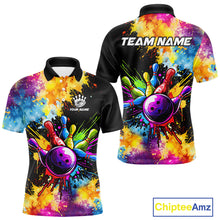 Load image into Gallery viewer, Colorful bowling jerseys Mens Bowling Polo, 1/4 Zip Shirt Custom Bowling Team shirts for bowlers NQS10241