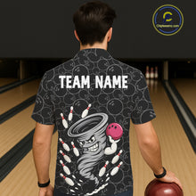 Load image into Gallery viewer, Funny storm tornado Black Camo Bowling Hawaiian Shirts Custom Bowling Team Button up shirt NQS11224