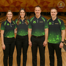 Load image into Gallery viewer, Green flame shamrock St Patrick's Day bowling shirts for women custom team bowling league jerseys NQS11412