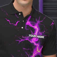 Load image into Gallery viewer, Mens bowling shirts Custom purple lightning thunder Bowling Team Jersey, gift for team Bowlers NQS9493