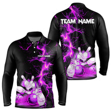 Load image into Gallery viewer, Mens bowling shirts Custom purple lightning thunder Bowling Team Jersey, gift for team Bowlers NQS9493