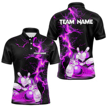 Load image into Gallery viewer, Mens bowling shirts Custom purple lightning thunder Bowling Team Jersey, gift for team Bowlers NQS9493