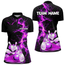 Load image into Gallery viewer, Women bowling shirts Custom purple lightning thunder Bowling Team Jersey, gift for team Bowlers NQS9493