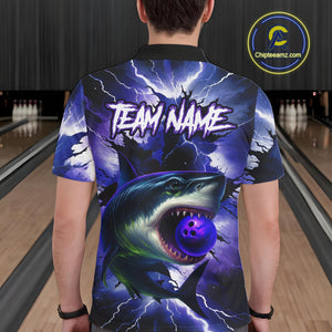 Purple Lightning thunder Shark Bowling Shirts for Men Custom Team Shark Bowling League Jersey NQS10418