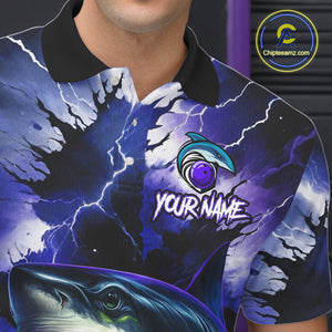 Purple Lightning thunder Shark Bowling Shirts for Men Custom Team Shark Bowling League Jersey NQS10418