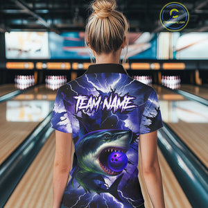 Purple Lightning thunder Shark Bowling Shirts for Women Custom Team Shark Bowling League Jersey NQS10418