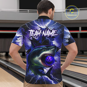 Purple Lightning thunder Shark Bowling Shirts for Men Custom Team Shark Bowling League Jersey NQS10418