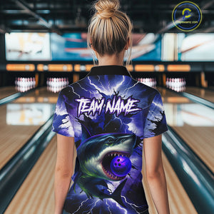 Purple Lightning thunder Shark Bowling Shirts for Women Custom Team Shark Bowling League Jersey NQS10418
