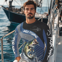 Load image into Gallery viewer, Largemouth Bass fishing Custom UV protection fishing long sleeve shirt, Bass Fishing jerseys | Blue NQS9351