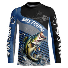 Load image into Gallery viewer, Largemouth Bass fishing Custom UV protection fishing long sleeve shirt, Bass Fishing jerseys | Blue NQS9351