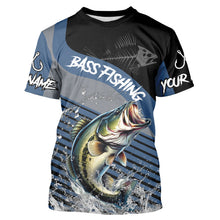 Load image into Gallery viewer, Largemouth Bass fishing Custom UV protection fishing long sleeve shirt, Bass Fishing jerseys | Blue NQS9351