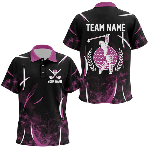 Black and Pink Smoke Pattern Kid golf polo shirts custom Kid golf clothes, personalized golf gifts NQS8222
