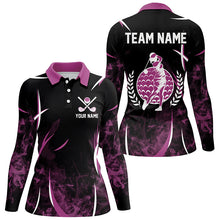 Load image into Gallery viewer, Black and Pink Smoke Pattern Women golf polo shirt custom ladies golf clothes, personalized golf gifts NQS8222