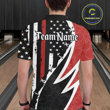 Load image into Gallery viewer, Red, White and Black American Flag Bowling Shirts for Men Custom Patriotic Team Bowling Jersey NQS10429