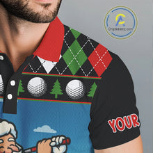 Load image into Gallery viewer, Funny Santa Golf argyle pattern Christmas Golf polo shirts for Men custom Christmas golf gifts NQS10856