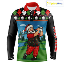 Load image into Gallery viewer, Funny Santa Golf argyle pattern Christmas Golf polo shirts for Men custom Christmas golf gifts NQS10856