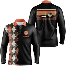 Load image into Gallery viewer, Vintage argyle plaid pattern black custom mens golf polo shirt, golf tops for men NQS6825