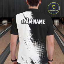 Load image into Gallery viewer, Custom Black and White Strike Bowling Shirts Men Polo, Quarter Zip Bowling Team Jersey Bowling League NQS11038
