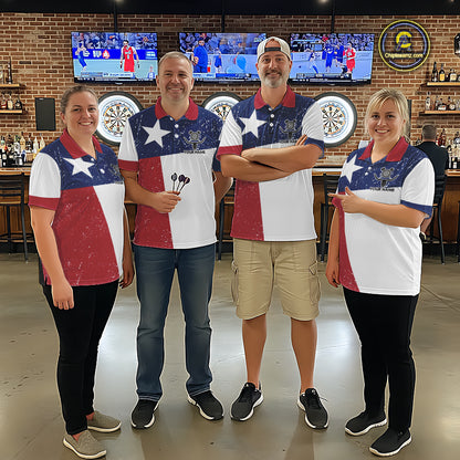 Grunge Texas Flag Men Darts Shirts Custom patriotic Texas Team Darts Jersey, Darts Clothes NQS11241