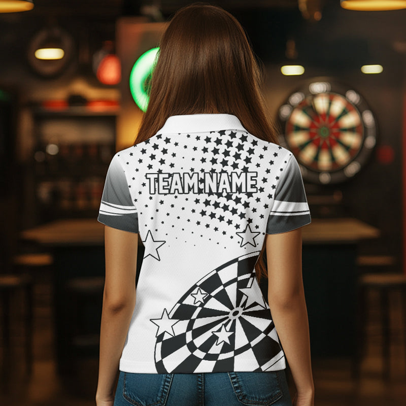 Personalized Black and White Stars Darts Shirt For Women Custom Dart Team Jerseys NQS9511