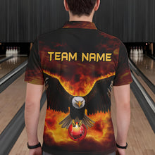 Load image into Gallery viewer, Personalized Flame Eagle Custom Bowling Team Shirts For Mens, Fire Eagle Bowling League Jersey NQS9512