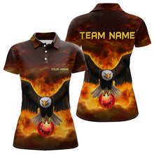 Load image into Gallery viewer, Personalized Flame Eagle Custom Bowling Team Shirts For Women, Fire Eagle Bowling League Jersey NQS9512