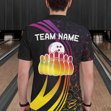 Load image into Gallery viewer, Black Mens bowling shirts Custom Colorful neon team league bowling jerseys, gifts for bowlers NQS9669
