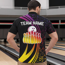 Load image into Gallery viewer, Black Mens bowling shirts Custom Colorful neon team league bowling jerseys, gifts for bowlers NQS9669
