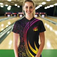 Load image into Gallery viewer, Black Women bowling shirts Custom Colorful neon team league bowling jerseys, gifts for bowlers NQS9669