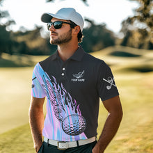 Load image into Gallery viewer, Hologram Flame Golf ball Polo Shirts For Men Custom Golf Team Shirts Golfer Outfit NQS9674