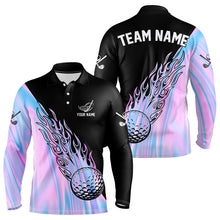 Load image into Gallery viewer, Hologram Flame Golf ball Polo Shirts For Men Custom Golf Team Shirts Golfer Outfit NQS9674