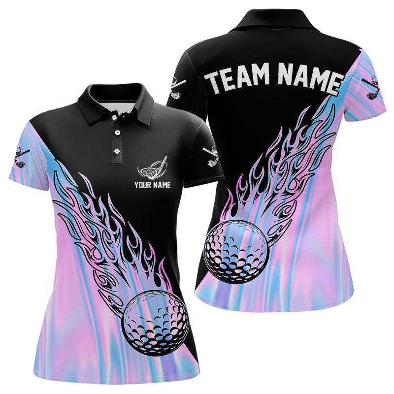 Hologram Flame Golf ball Polo Shirts For Women Custom Golf Team Shirts Golfer Outfit NQS9674