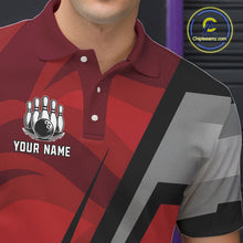 Load image into Gallery viewer, Red Camo Flame Bowling Polo, Quarter Zip Shirts For Men Custom Team Jerseys bowling outfits for men NQS11048