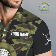 Load image into Gallery viewer, Black green camo Golf Polo shirts For Men Custom golf outfit men, personalized golf gifts NQS11051