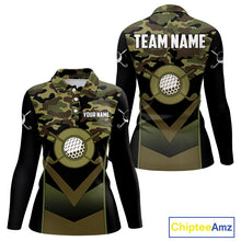 Load image into Gallery viewer, Black green camo Golf Polo shirts For Women Custom golf outfit ladies, personalized golf gifts NQS11051