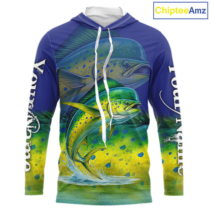 Personalized Mahi Mahi fishing scales blue sun protection fishing shirts, Dorado fishing jerseys NQS11435