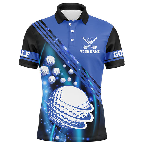 Black and blue light golf ball Mens golf polo shirts custom golf outfits for men, unique golf gifts NQS8039