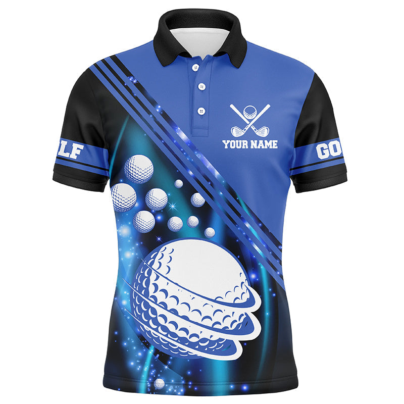 Black and blue light golf ball Mens golf polo shirts custom golf outfits for men, unique golf gifts NQS8039