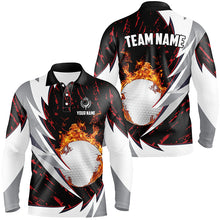 Load image into Gallery viewer, Flame golf ball black and white Mens golf polo shirts custom golf clothes for men | Red NQS8042