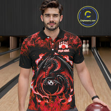Load image into Gallery viewer, Black and Red Flame Dragon bowling shirts for Men Custom Bowling Team Jersey, gift for Bowler NQS10245