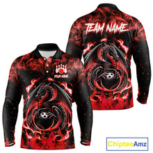 Load image into Gallery viewer, Black and Red Flame Dragon bowling shirts for Men Custom Bowling Team Jersey, gift for Bowler NQS10245
