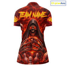 Load image into Gallery viewer, Red Lightning Thunder Skull Reaper Bowling Shirts For Women Custom Team Bowling League Jerseys NQS11642