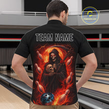 Load image into Gallery viewer, Black &amp; Orange Lightning Thunder Moon Reaper Bowling Shirts For Men Custom Skull Team Bowling Jerseys NQS11643
