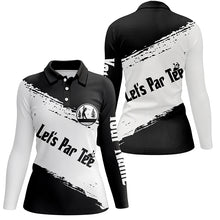 Load image into Gallery viewer, Black and white Womens golf polo shirts custom name let's par tee golf tops for women NQS5454