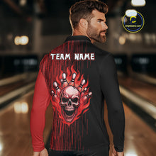 Load image into Gallery viewer, Black and Red pattern Flame Skull Bowling shirts for Men custom bowling jersey for team mens bowler NQS10254
