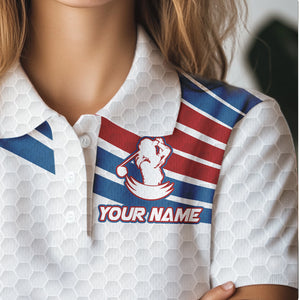 Red, White and Blue Pattern Women golf polo shirts custom Patriotic golf wear for ladies NQS9381