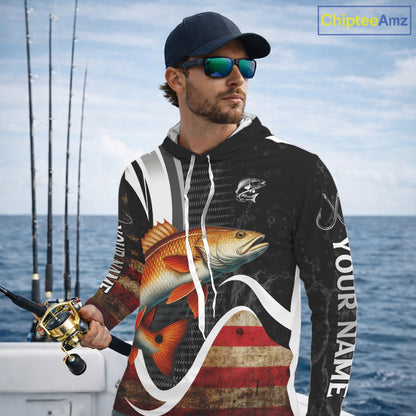 Personalized professional Redfish fishing shirts American Flag patriotic Red Drum fishing jerseys NQS11461