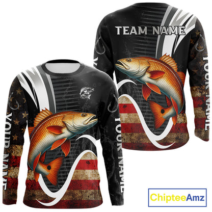 Personalized professional Redfish fishing shirts American Flag patriotic Red Drum fishing jerseys NQS11461